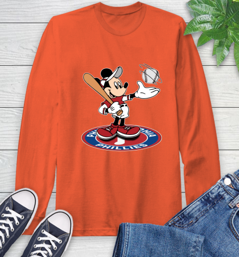 MLB Baseball Philadelphia Phillies Cheerful Mickey Disney Shirt Long Sleeve T-Shirt 5