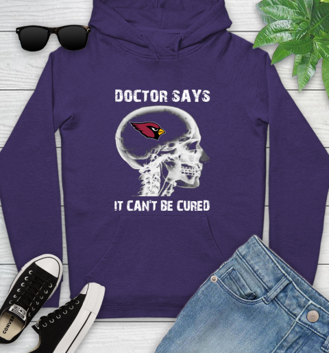 NFL Arizona Cardinals Football Skull It Can't Be Cured Shirt Youth Hoodie 5