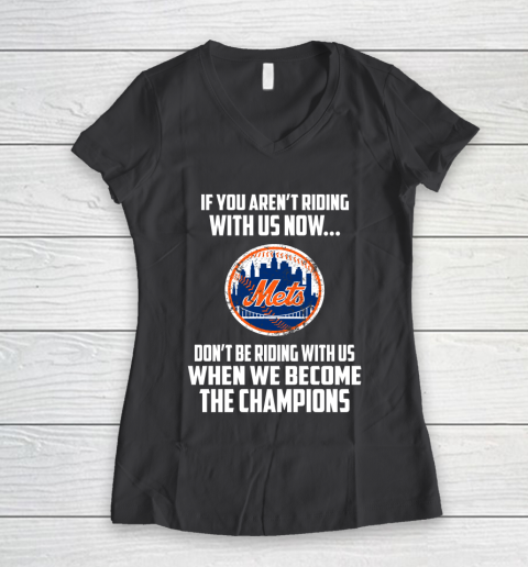 MLB New York Mets Baseball We Become The Champions Women's V-Neck T-Shirt 6