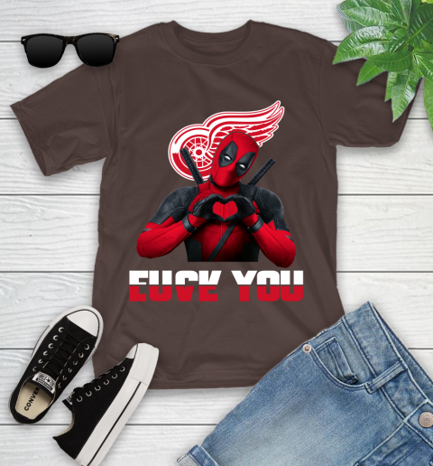 NHL Detroit Red Wings Deadpool Love You Fuck You Hockey Sports Youth T-Shirt 7