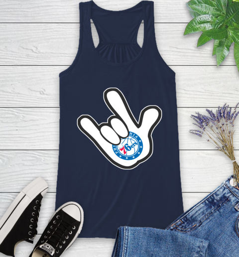 Philadelphia 76ers NBA Basketball Mickey Rock Hand Disney Racerback Tank 10