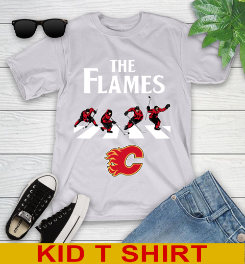 NHL Hockey Calgary Flames The Beatles Rock Band Shirt Youth T-Shirt 4