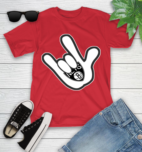 Brooklyn Nets NBA Basketball Mickey Rock Hand Disney Youth T-Shirt 10