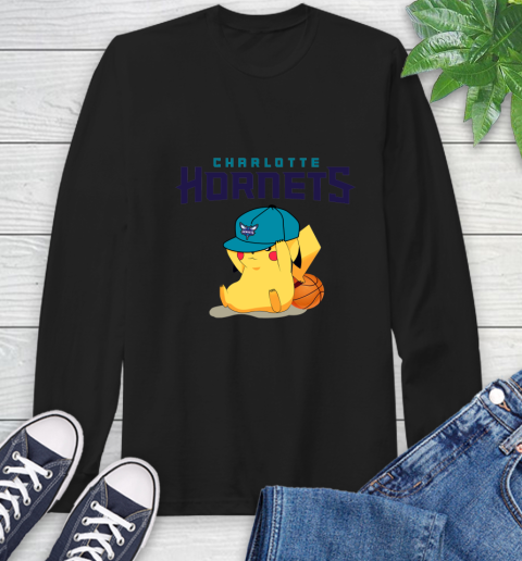 NBA Pikachu Basketball Sports Charlotte Hornets Long Sleeve T-Shirt 2