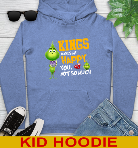 NBA Sacramento Kings Makes Me Happy You Not So Much Grinch Basketball Sports Youth Hoodie 12