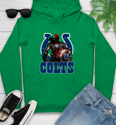 NFL Captain America Thor Spider Man Hawkeye Avengers Endgame Football Indianapolis Colts Youth Hoodie 7