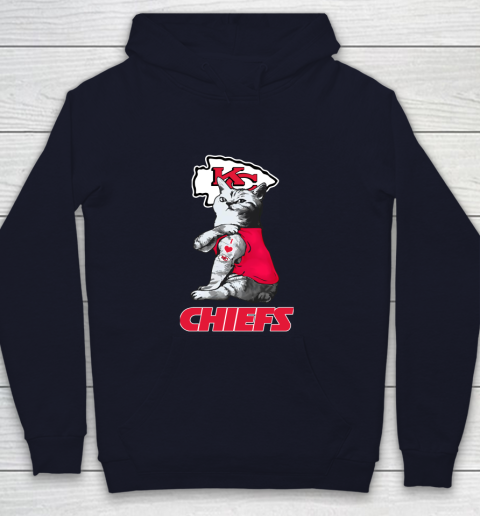 NFL Football My Cat Loves Kansas City Chiefs Youth Hoodie 2