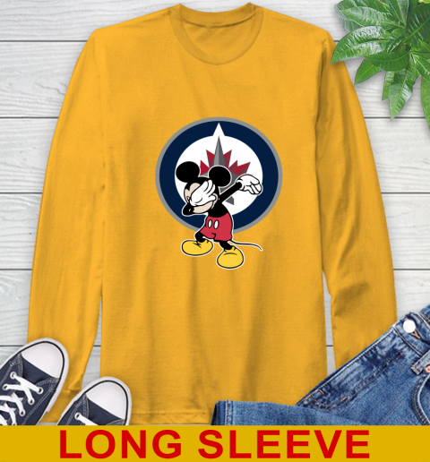 Winnipeg Jets NHL Hockey Dabbing Mickey Disney Sports Long Sleeve T-Shirt 3