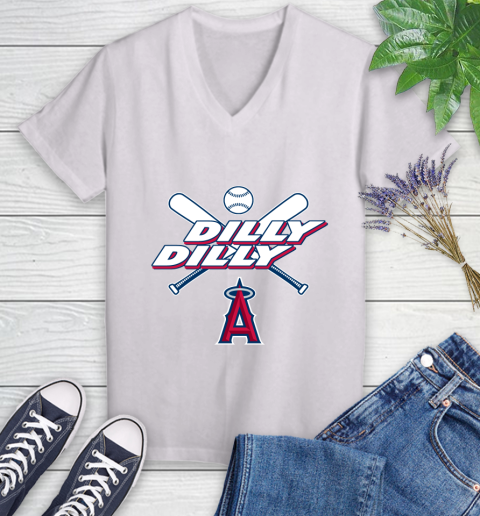 MLB Los Angeles Angels Dilly Dilly Baseball Sports Women's V-Neck T-Shirt