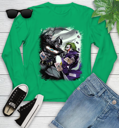 Miami Dolphins NFL Football Batman Fighting Joker DC Comics Youth Long Sleeve - Image 7