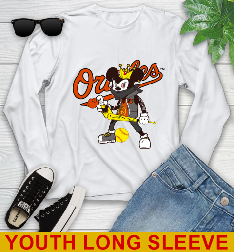 Baltimore Orioles MLB Baseball Mickey Peace Sign Sports Youth Long Sleeve