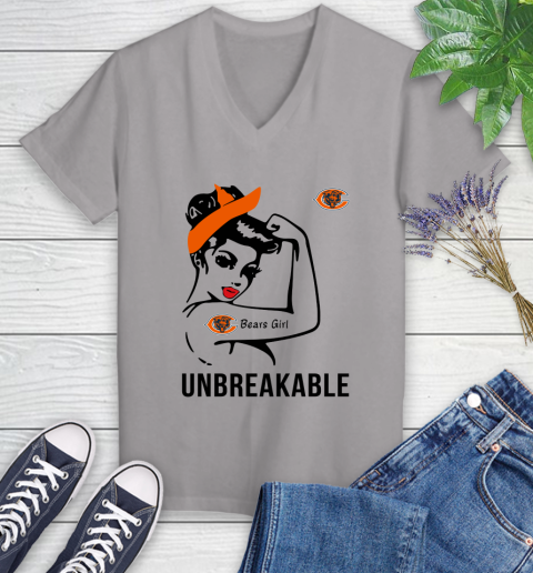 NFL Chicago Bears Girl Unbreakable Football Sports Women's V-Neck T-Shirt 2