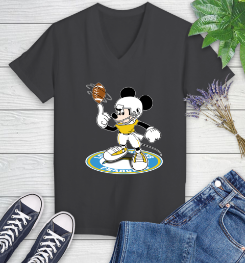 NFL Football Los Angeles Chargers Cheerful Mickey Disney Shirt Women's V-Neck T-Shirt 8 NFL Football Los Angeles Chargers Cheerful Mickey Disney Shirt Women's V-Neck T-Shirt - Image 8