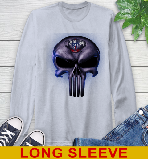 New Orleans Pelicans NBA Basketball Punisher Skull Sports Long Sleeve T-Shirt 6