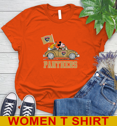 NHL Hockey Florida Panthers Pluto Mickey Driving Disney Shirt Women's T-Shirt 4
