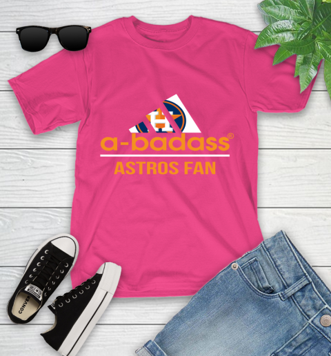 MLB A Badass Houston Astros Fan Adidas Baseball Sports Youth T-Shirt 11