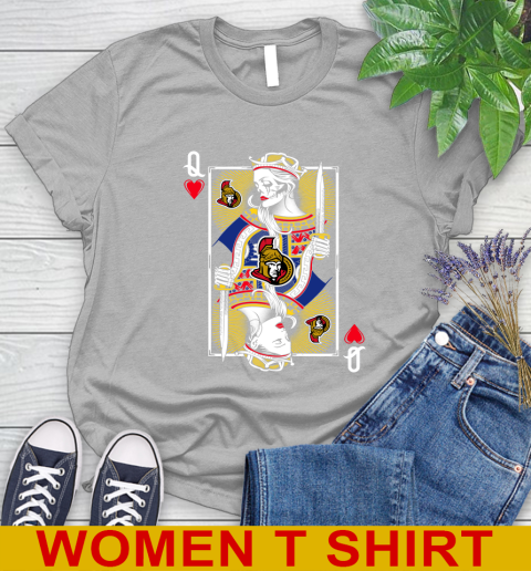 NHL Hockey Ottawa Senators The Queen Of Hearts Card Shirt Women's T-Shirt 5