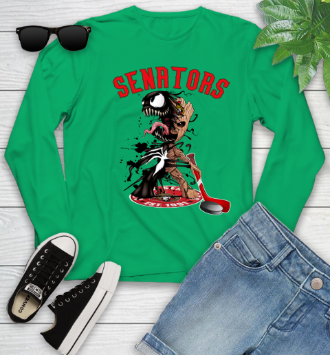 NHL Ottawa Senators Hockey Venom Groot Guardians Of The Galaxy Youth Long Sleeve 6