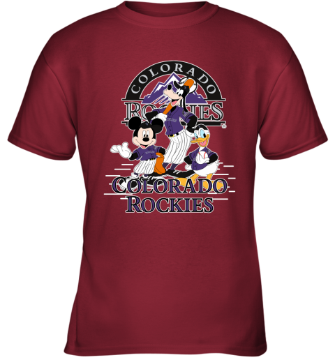 Colorado Rockies Mickey Donald And Goofy Baseball Youth T-Shirt