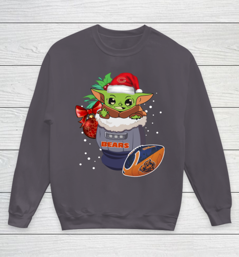 Chicago Bears Christmas Baby Yoda Star Wars Funny Happy NFL Youth Sweatshirt 6