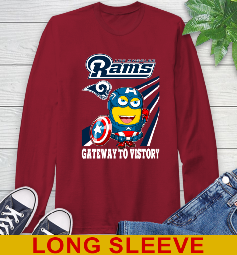 NFL Football Los Angeles Rams Captain America Marvel Avengers Minion Shirt Long Sleeve T-Shirt 9