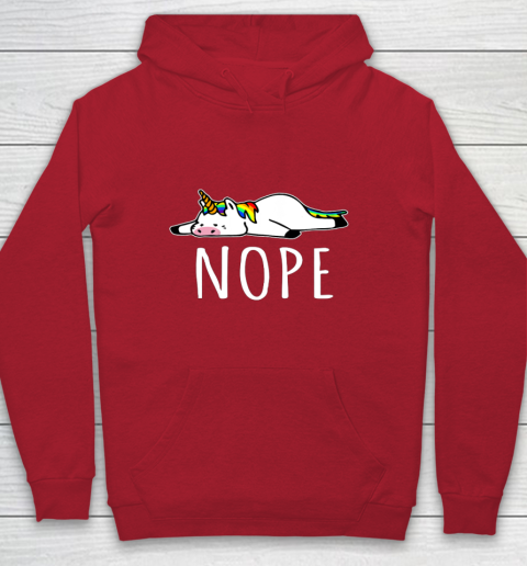 Nope Unicorn T Shirt Nah Not Gonna Do It Funny Lazy Gift Youth Hoodie 7