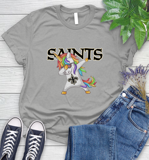 New Orleans Saints NFL Football Funny Unicorn Dabbing Sports Women's T-Shirt 10