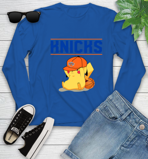 NBA Pikachu Basketball Sports New York Knicks Youth Long Sleeve 9