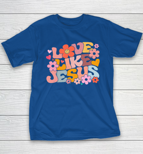Love Like Jesus Christian Bible Verse Trendy Floral Heart Youth T-Shirt 6