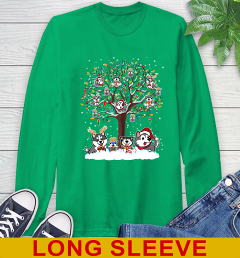 Husky dog pet lover light christmas tree shirt 62