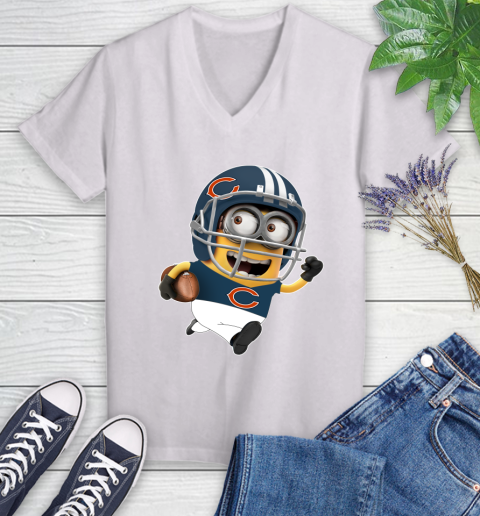NFL Chicago Bears Minions Disney Football Sports Women's V-Neck T-Shirt
