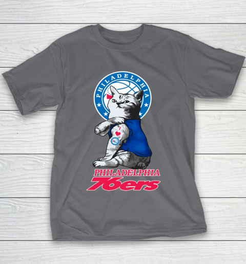 NBA Basketball My Cat Loves Philadelphia 76ers Youth T-Shirt 5