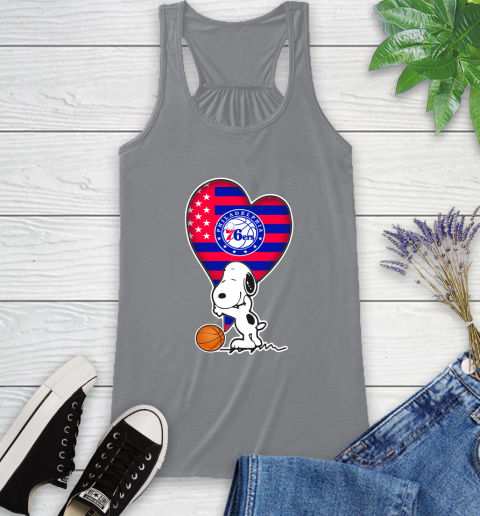 Philadelphia 76ers NBA Basketball The Peanuts Movie Adorable Snoopy Racerback Tank 5
