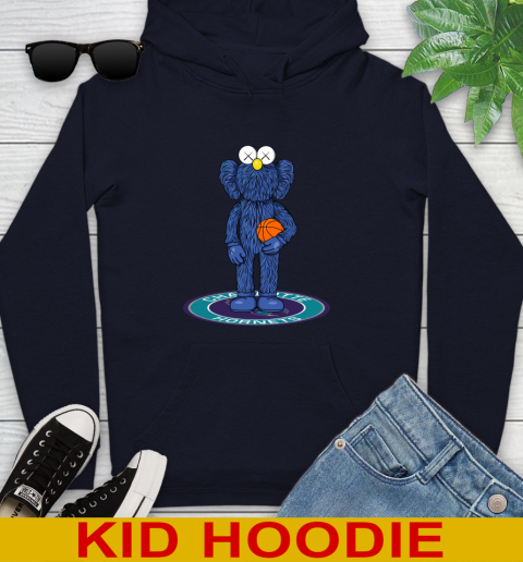 NBA Basketball Charlotte Hornets Kaws Bff Blue Figure Shirt Youth Hoodie 4