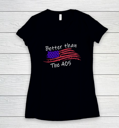 Better Than The 405 USA Flag Retro Vintage Women's V-Neck T-Shirt