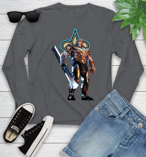 NFL Thanos Gauntlet Avengers Endgame Football New Orleans Saints Youth Long Sleeve 8