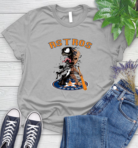 MLB Houston Astros Baseball Venom Groot Guardians Of The Galaxy Women's T-Shirt 5