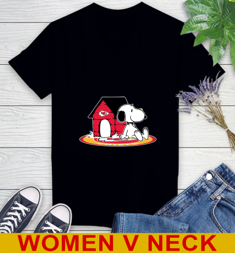 NFL Football Kansas City Chiefs Snoopy The Peanuts Movie Shirt Women's V-Neck T-Shirt 2