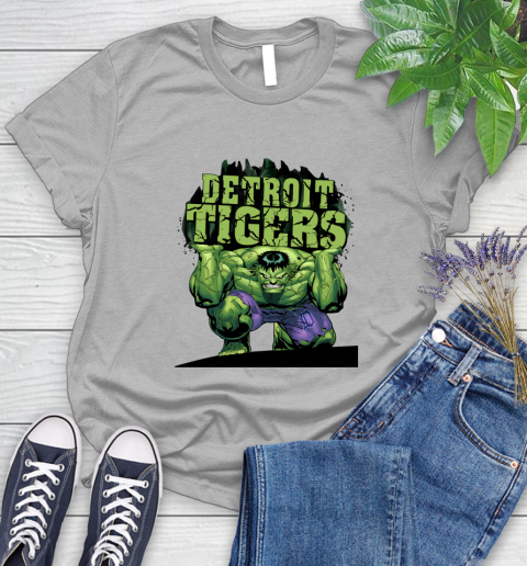 Detroit Tigers MLB Baseball Incredible Hulk Marvel Avengers Sports Women's T-Shirt 5