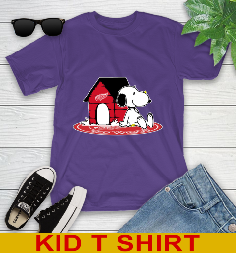 NHL Hockey Detroit Red Wings Snoopy The Peanuts Movie Shirt Youth T-Shirt 4