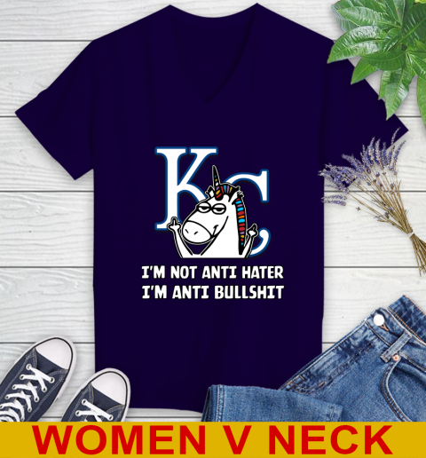 Los Angeles Angels MLB Baseball Unicorn I'm Not Anti Hater I'm Anti Bullshit (2) Women's V-Neck T-Shirt 5 Los Angeles Angels MLB Baseball Unicorn I'm Not Anti Hater I'm Anti Bullshit (2) Women's V-Neck T-Shirt - Image 5