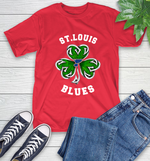 NHL St.Louis Blues Three Leaf Clover St Patrick's Day Hockey Sports T-Shirt 11