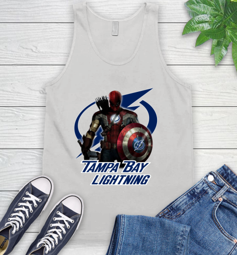 NHL Captain America Thor Spider Man Hawkeye Avengers Endgame Hockey Tampa Bay Lightning Tank Top