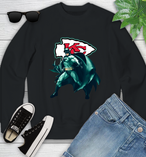 NFL Batman Football Sports Kansas City Chiefs Youth Sweatshirt 2