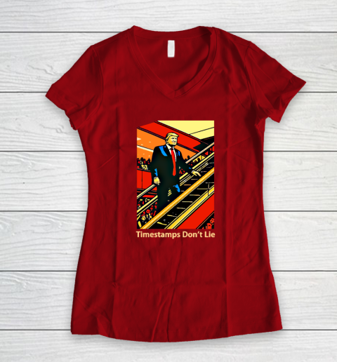 Rattle Trap 1776 Knew Before You Escalator Truth Women's V-Neck T-Shirt 6