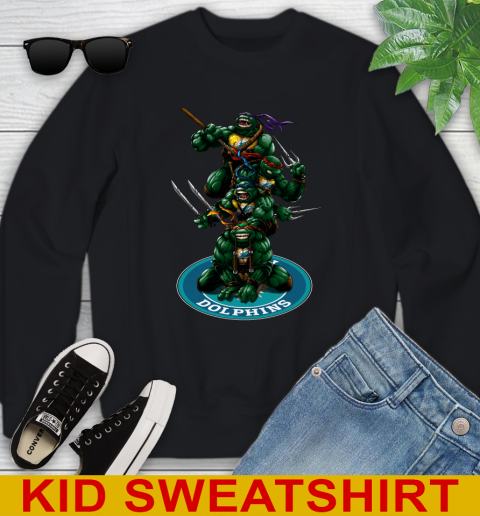 NFL Football Miami Dolphins Teenage Mutant Ninja Turtles Shirt Youth Sweatshirt 2