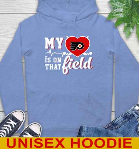NHL My Heart Is On That Field Hockey Sports Philadelphia Flyers Hoodie 11