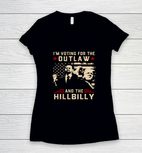 Trump 2024 Flag Outlaw Hillbilly J D.Vance 2024 Donald Trump Women's V-Neck T-Shirt
