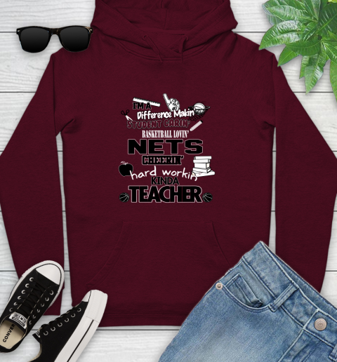 Brooklyn Nets NBA I'm A Difference Making Student Caring Basketball Loving Kinda Teacher Youth Hoodie 7