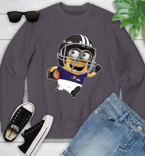 NFL Baltimore Ravens Minions Disney Football Sports Youth Sweatshirt 6